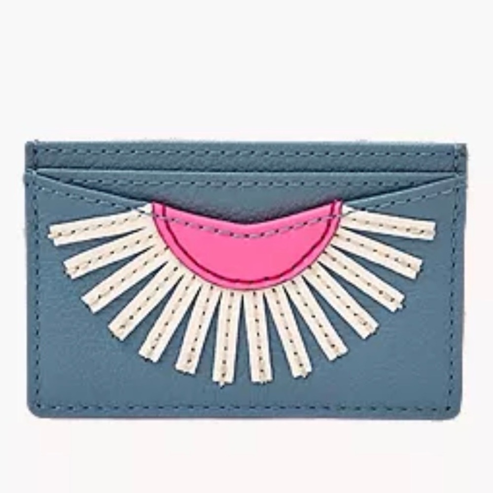 Fossil genuine leather card case card wallet